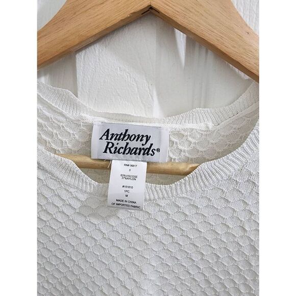 Lot of two Anthony Richard's womens medium black white blouse stretch knit - Picture 6 of 8